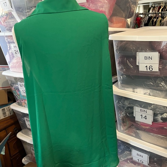 Vibrant Green Sleeveless Button-Down Shirt - Picture 3 of 8